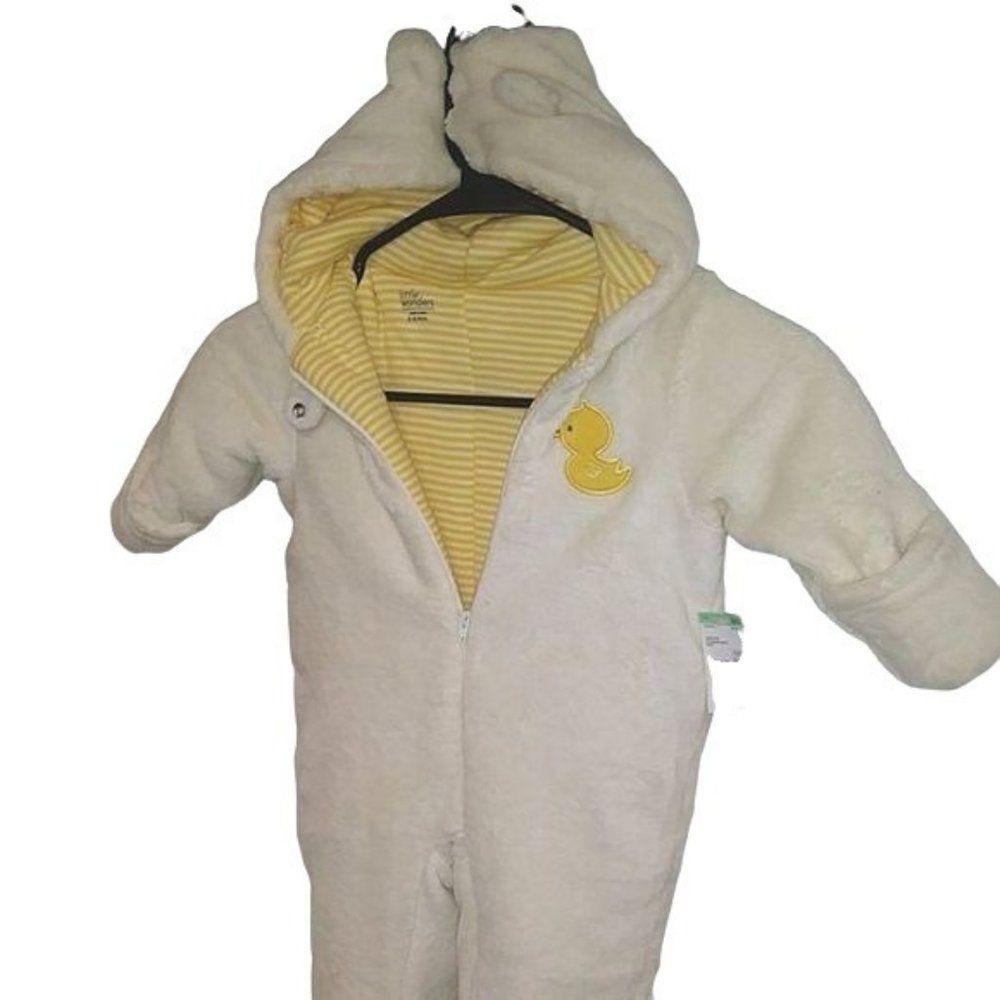 NWT Little Wonders Soft Fluffy Snow Suit Cotton Lined Stripped 3-6 months